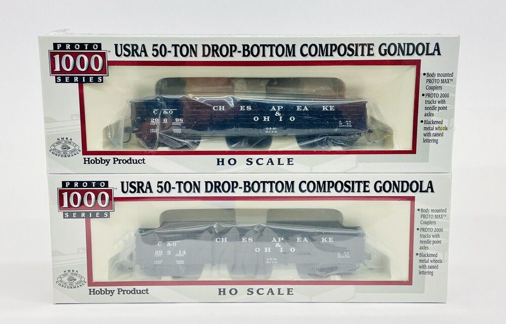 Walthers Proto 1000 C&O 50 Ton Drop Bottom Composite Gondola 2 Pack 920-237062